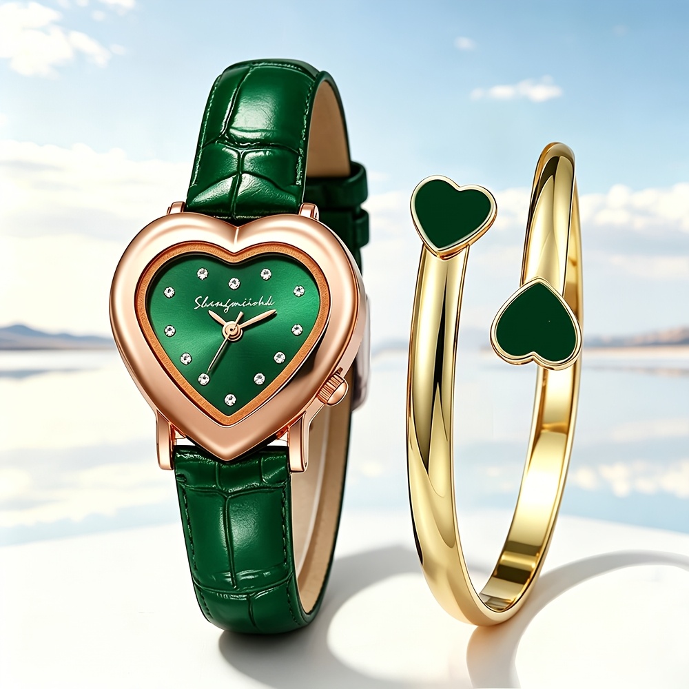Heart-Shaped Women's Watch Set, 2pcs Gift